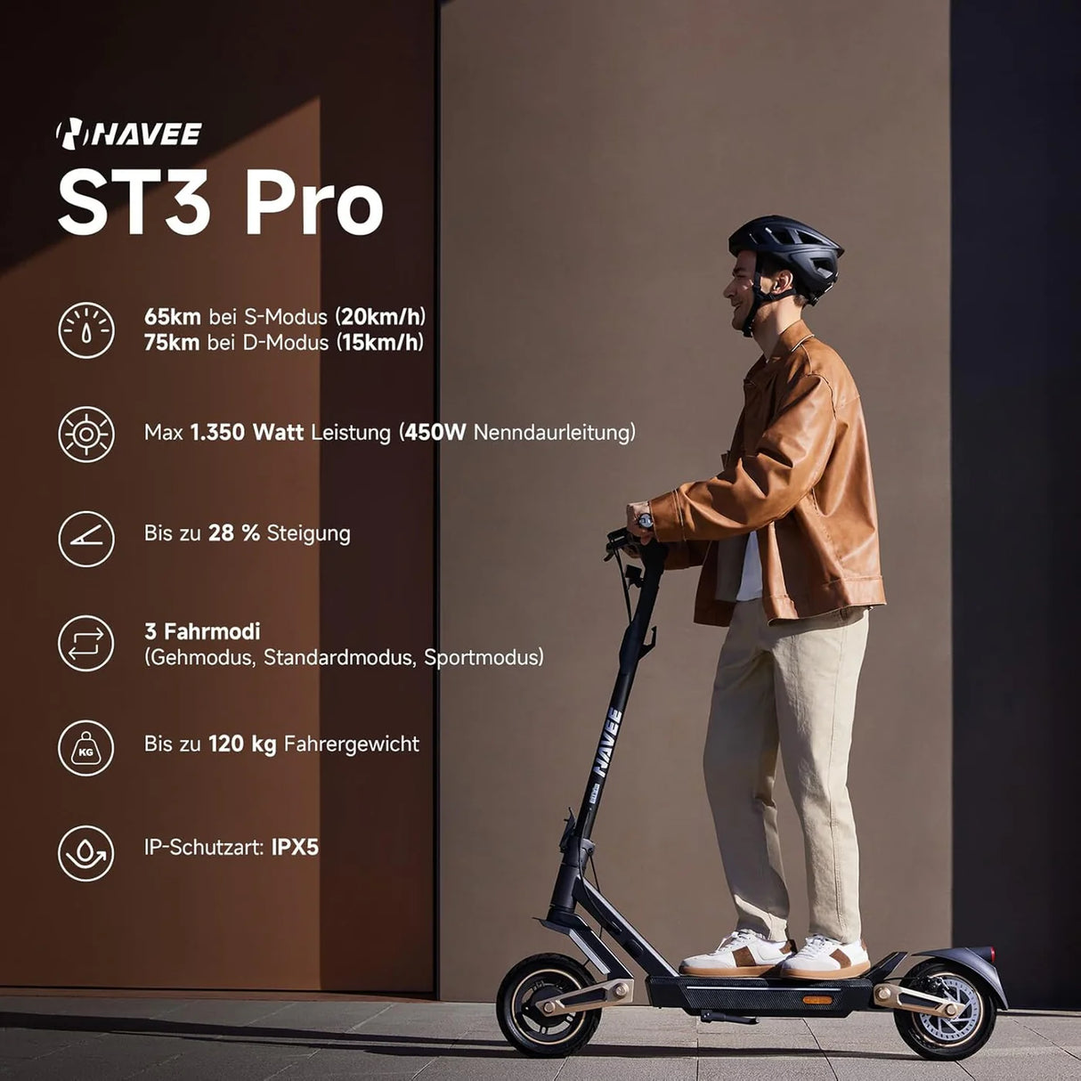 NAVEE ST3 PRO E-Scooter ABE Certified - 450W 75KM Quad Suspension System